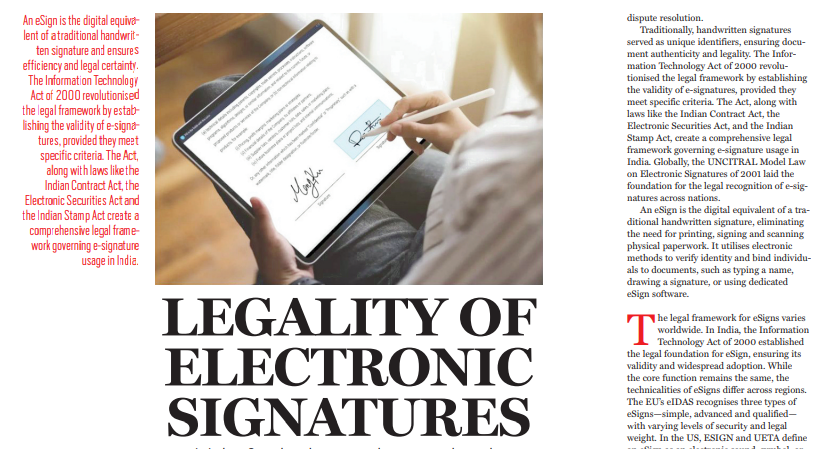 LEGALITY OF ELECTRONIC SIGNATURES by Garima Mitra – Print Copy